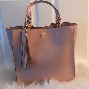 Tory Burch Brooke pebbled tote ,color pink salt